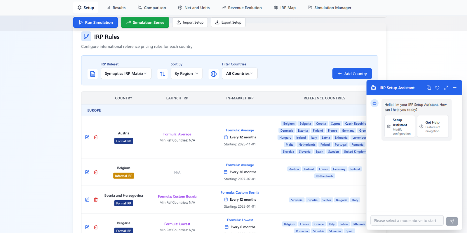 SyMAP IRP — International Reference Pricing platform interface